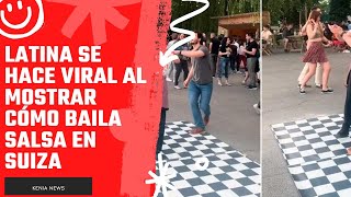 Latina se hace viral al mostrar cómo baila salsa en Suiza [upl. by Sualokcin]