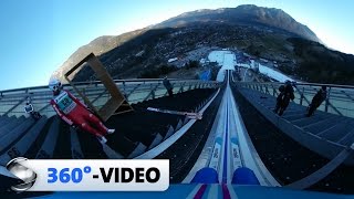 360°Video Sprung von der Olympiaschanze in GarmischPartenkirchen  Sportschau [upl. by Auohc]