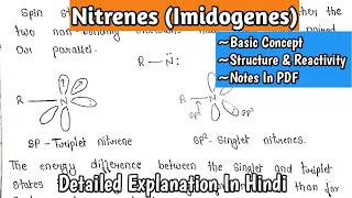 Nitrenes Imidogenes  Structure And Reactivity  Impfor MSc 1st Sem  MScnotes [upl. by Iney]