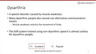 An Investigation of EndtoEnd Speech Recognition Using Model Adaptation for Dysarthric Speakers [upl. by Savior]