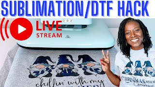 LIVE SUBLIMATIONDTF HACK  SUBLIMATION ON COTTON WITH DTF POWDER HACK [upl. by Nalrah]