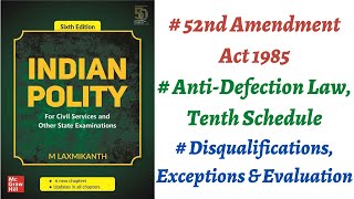 V242 52nd amendment act 1985 Antidefection law10th schedule M Laxmikanth Polity IASPCS [upl. by Roath]