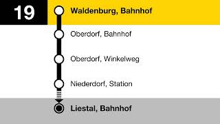 PostAuto Ansagen » BE 19 Waldenburg Bahnhof — Liestal Bahnhof  Bahnersatz 2022  SLBahnen [upl. by Atla874]