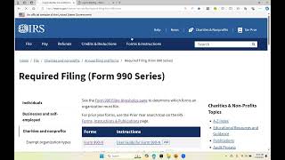 How to locate the quotForm 990s Information Returnsquot on the IRS website [upl. by Terena650]