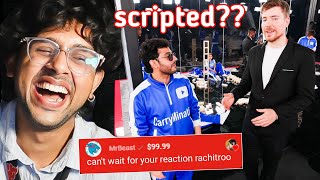 CarryMinati in MRBEAST Biggest Video  Rachitroo Reacts to MrBeast 50 YouTuber 1000000 Challenge [upl. by Eiro]