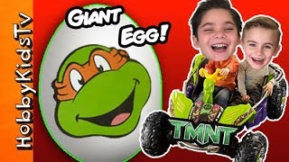 HobbyKids Open a Giant TMNT SurpriseToy Egg [upl. by Moina]