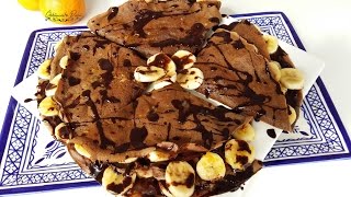 كريب بالشكلاط سهل ورطب مع صلصة شكولاته منزلية رائعة  Crêpes au Cacao [upl. by Rebm]