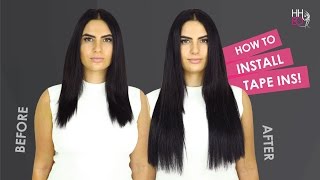 How To Apply Tape Hair Extensions  Human Hair Extensions Online [upl. by Anaoj493]