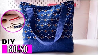 ✅ Cómo hacer un BOLSO DE TELA fácil con FORRO y BOLSILLO INTERIOR  BOLSOS de TELA [upl. by Eidahs]