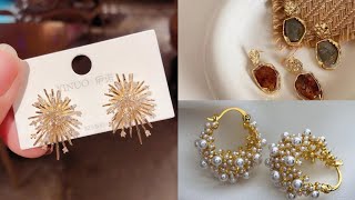 Luxury brand gold color star earrings personality Korean vintage fashionable earring [upl. by Eednahs749]