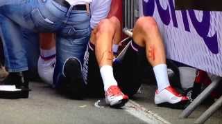 Eneco tour 2014 stage 4 crash in sprint Bouhanni win [upl. by Griffiths]