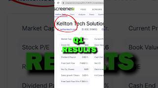 Kellton Tech Share Q1 Results  kellton tech share latest news  kellton tech share update stock [upl. by Julienne]