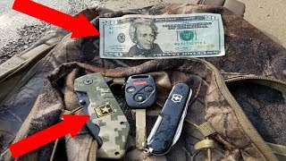 KNIVES AND MONEY FOUND IN LOST BACKPACK River Treasure Found [upl. by Cida]