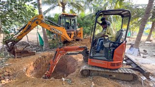 Mini Excavator vs JCB 3DX Dig Circular Septic Tank for Newly Home My Village  jcb video [upl. by Lock]