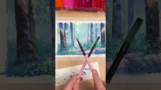 Snowy Forest Painting  ASMR  Poster Color shorts short art [upl. by Pendergast]