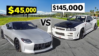 2 Legends 20 Years Apart 99 R34 Skyline GTR drag races 23 Nissan Z Proto Spec [upl. by Nylyoj]