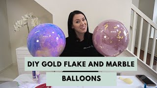 DIY Gold Flake Balloons and Marble Balloons  Double Stuffed Bubble Balloons [upl. by Duong]