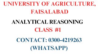 UAF MPhil amp PhD Test Preparation Class 1  UAF MPhil and PhD Admissions  Analytical reasoning [upl. by Yttiy665]