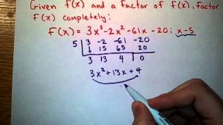 Factor Polynomials Using Synthetic Division [upl. by Renaldo]