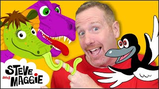 Surprise Game with Toys and More with Steve and Maggie  Dinosaur Safari Story for Kids [upl. by Devine727]