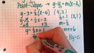 Changing Linear Forms  from pointslope form to slopeintercept amp standard form [upl. by Labina440]