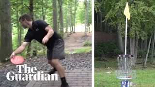 Disc golfer throws 530ft hole in one [upl. by Ader]