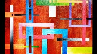 Geometric Abstract Art lesson preview how to paint large texture artworks [upl. by Tobit]