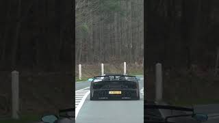 Loud Aventador SVJ V12 Flames vs Ferrari F12 standard SILENCER haha supercars v12 flames [upl. by Nerua198]