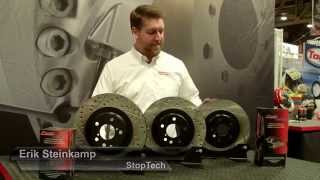 StopTech Drilled amp Slotted Street Brake Kit  SEMA 2014 [upl. by Cornelia465]