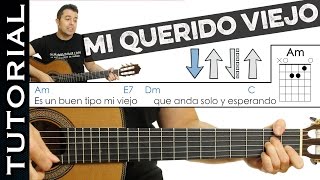 Como tocar Mi Querido Viejo de PIERO en Guitarra FACIL Tutorial perfecto sin cambiar afinación [upl. by Cocke96]