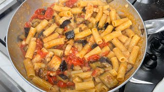 Pasta pesce spada e melanzane 🍆 Italian food official 2023 Swordfish and eggplant pasta [upl. by Acired294]