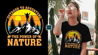 Vintage Adventure TShirt Design for Redbubble in Photoshop Tutorial [upl. by Eicam]