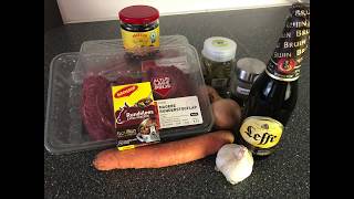 Hugos stoofvlees met leffe Bruin bier uit de slowcooker  Crockpot uit het Leffe kookboek [upl. by Ainsworth439]