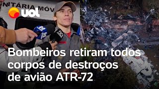 Tragédia em Vinhedo Bombeiros retiram todos corpos de destroços de avião ATR72 que caiu [upl. by Terb720]