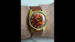 1968 Tissot Visodate Seastar T12 Automatic mens vintage watch with cool brown dial Model 445581 [upl. by Dlabihcra]