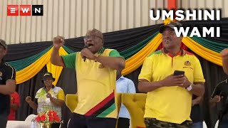 Former President Zuma welcomed by “Umshini Wami” song at SANCO KZN HumanRightsDay gathering [upl. by Ard]