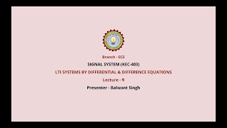 Signal System  LTI Systems by Differential amp Difference Equations  AKTU Digital Education [upl. by Schoenberg]