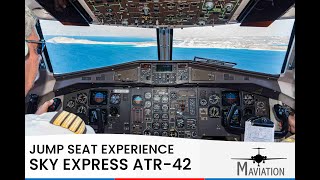 COCKPIT FLIGHT Sky Express ATR42500 Kasos KSJ  Karpathos AOK [upl. by Luy955]