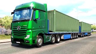 ETS 2 Beyond the Baltic Sea  The New Actros  HCT Flatbed Double Trailers In Finland [upl. by Ydnac]