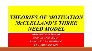 THEORY OF MOTIVATION McCLELLAND’S THEORY OF NEEDMcCLELLAND’S THREE NEED MODEL [upl. by Fabe]