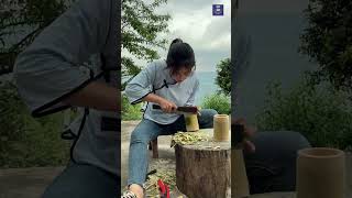 Poor Girl Making Wood Tea Cup shortsvideo woodart [upl. by Llennahs]