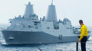 US Navy USS Arlington LPD24 San Antonioclass amphibious transport dock [upl. by Enelram416]