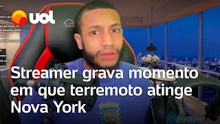 Terremoto em Nova York Streamer grava momento em que tremor acontece veja vídeo [upl. by Eidnac]