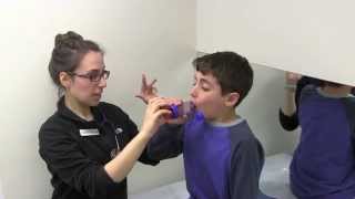 Longwood Pediatrics demonstrates how to use an Inhaler with a Spacer [upl. by Tobit]