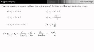 Ciąg arytmetyczny  Czy ciąg o podanym wzorze ogólnym jest arytmetyczny f [upl. by Becky]