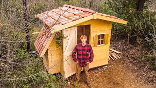 START TO FINISH  Building a Simple Cabin in Off Grid Bush While Im Building the Main Log Cabin [upl. by Nnarual744]