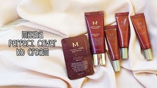 İnceleme  Missha Perfect Cover BB Cream  5 Rengin Swatchları [upl. by Enner]