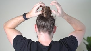 How To Tie A THICK MESSY BUN Detailed Man Bun Tutorial [upl. by Heiskell]