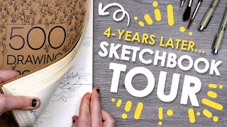 FOUR YEARS OF SKETCHING  12 Done 500 Drawing Prompts Sketchbook [upl. by Adia]