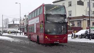 Buses in the snow Hertford Rd Enfield 10th Dec 2017 [upl. by Noeht209]